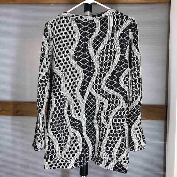VERO MODA‎ Black Tan Design Knit Open Cardigan Sz M - Picture 1 of 6